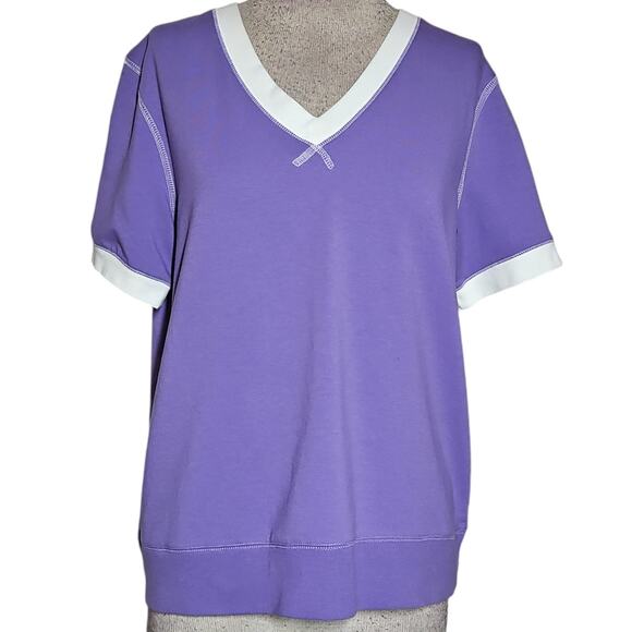 Kim Rogers Cotton Blend Purple Tee Size Medium - Picture 1 of 3